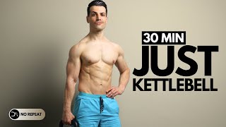 30 Min COMPACT FULL BODY KETTLEBELL Workout  No Repeat  No Jump [upl. by Etiuqram902]