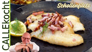 Schollenfilets mit Speck gebraten amp Gurkensalat  Omas Rezept [upl. by Cale]