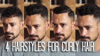 4 Mens Hairstyles for Curly or Wavy Hair  How to Style Your Hair [upl. by Conger808]