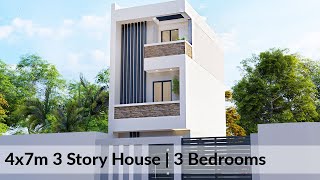 4x7 Meters 3 Story House Design  3 Bedrooms [upl. by Alia]