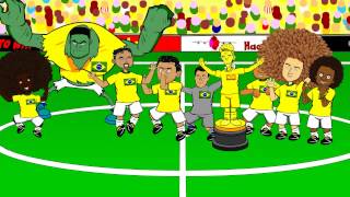 DAVID LUIZ FREEKICK vs Colombia 21 by 442oons Brazil Rodriguez grasshopper cartoon [upl. by Lilly]