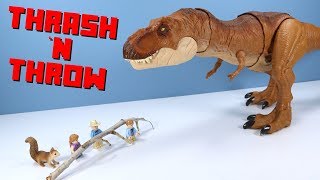 Jurassic World Fallen Kingdom Thrash n Throw Tyrannosaurus Rex Toy Review Mattel [upl. by Aivull]