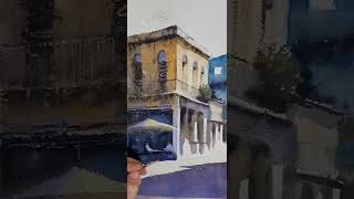 How to Watercolor Street painting I Loose watercolor painting I Watercolor Demo I Time Lapse [upl. by Adnilem]