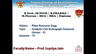 SYNTHETIC UNIT HYDROGRAPH NUMERICAL [upl. by Lindsy621]