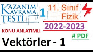 11 Sınıf  Fizik  MEB Kazanım Kavrama Testi 01  Vektörler 1  PDF  OGM  AYT Fizik  2022 2023 [upl. by Pinzler]