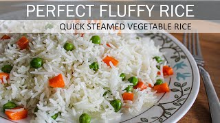 Simple Steamed Vegetable Rice  How to make Perfect Fluffy Rice  Vegan Recipe [upl. by Analli192]