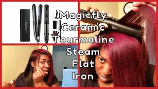 Magicfly Ceramic Tourmaline Steam Flat Iron Hair Straightener Review amp Demo [upl. by Ainevuol126]