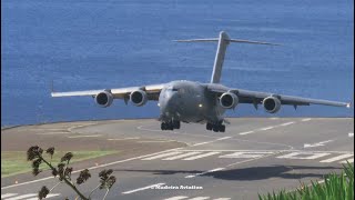 Unbelievable C17 GLOBEMASTER Landing at Madeira Airport [upl. by Archle]