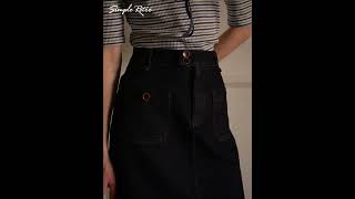 Simple Retro  Maryam Vintage Double Button Pocket Denim Skirt  Spring 2024 [upl. by Neral]