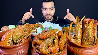 ASMR MUKBANG  PRAWN CURRY🦞GIANT KING LOBSTER EATING SHOW BIG SHRIMP CURRYASMR SPICY SEAFOOD BOIL [upl. by Ahsyak]