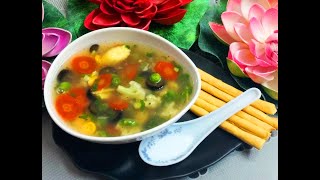 Veg Clear Soup  10 minute Soup  Mix Veg Soup  Healthy Vegetarian Soup [upl. by Petra27]