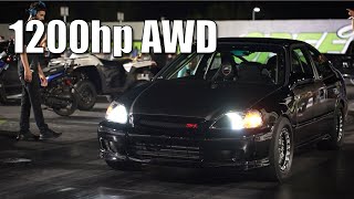 1200hp 8sec AWD Street Driven Honda Civic Sequential Transmission [upl. by Enomrej852]