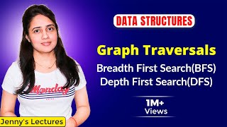 62 BFS and DFS Graph Traversals Breadth First Search and Depth First Search  Data structures [upl. by Nohsar827]