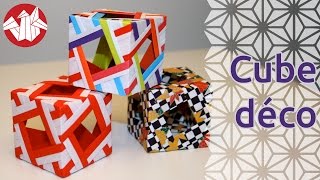 Origami  Cube décoratif  Decorative Cube Senbazuru [upl. by Analise801]