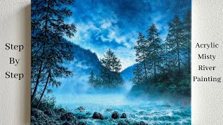 Acrylic Painting For Beginners Easy  Simple Forest Acrylic Painting on Canvas [upl. by Hilten336]