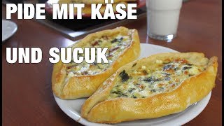 TÜRKISCHE PIDE MIT KÄSE UND SUCUK  so lecker und knusperig Canans Rezepte [upl. by Yro956]