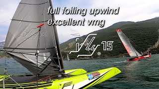 iFLY15 fast foiling upwind  excellent angles  vmg [upl. by Keisling]