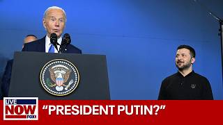 Biden calls Zelenskyy quotPutinquot at NATO press conference  LiveNOW from FOX [upl. by Rossing499]