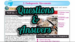 Class 9th  Geography  Chp 2  Endogenetic Movements  Question amp Answer  magi academy [upl. by Mavilia]