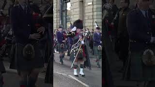 Drum Major with Pipe Band leading 2023 Remembrance Sunday military parade in Perth Scotland shorts [upl. by Noslrac]