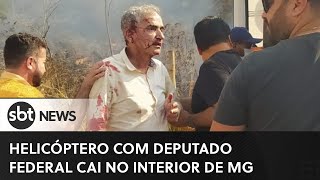 Helicóptero com deputado federal atinge rede elétrica e cai no interior de MG  SBT News [upl. by Cavuoto]