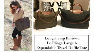 Longchamp Review Le Pliage Large Shoulder amp Le Pliage Expandable Travel Duffle Tote [upl. by Inafets]