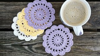 Easy Sweet Orchid Crochet Coaster Tutorial For Beginners [upl. by Flore900]