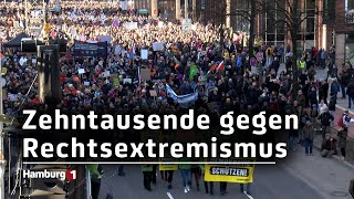 Erneute Demo gegen Rechtsextremismus Mindestens 60000 Menschen in Hamburg [upl. by Aicad822]