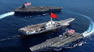 Chinese Navy Ship SURROUNDED by US Aircraft Carriers Then THIS Happened [upl. by Nwahsauq267]