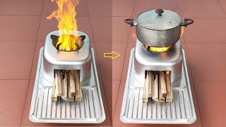 The idea of making wood stove from a sink and cement [upl. by Alyehs]