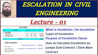 Escalation in Civil Engineering  What is Escalation  How to Prepare Escalation bill  Lecture01 [upl. by Radbourne]