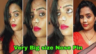 Very Big size Nose pin How to wear and remove nose pin [upl. by Diandre]