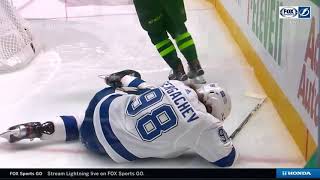 Andrei Vasilevskiys Clearing Attempt Hits Mikhail Sergachev In The Face [upl. by Lerual]