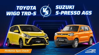 Toyota Wigo TRDS vs Suzuki SPresso AGS  Philkotse Spec Check [upl. by Chao]