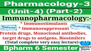 Immunopharmacology। Immunostimulants।Immunosuppressant।Protein drugs।Biosimilar।Pharmacology Bph6sem [upl. by Waldemar]