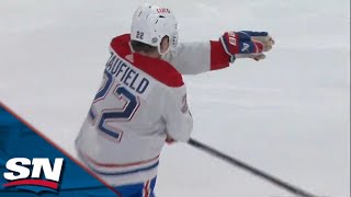 Canadiens Cole Caufield Finds An Opening And Fires Through Traffic For His First Goal [upl. by Gamali462]