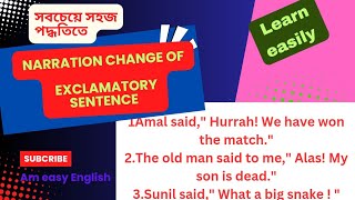 Narration Change of Exclamatory Sentence। How to change Narration।English grammar [upl. by Harmonie]