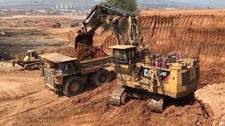 Caterpillar 6040 Excavator Loading Hitachi EH3500 Dumpers  Cabin View [upl. by Nnaeirelav49]