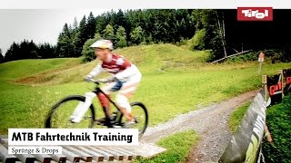 MTB Fahrtechnik Training 9 Mountainbike Sprung und Drop Tutorial [upl. by Hawley]