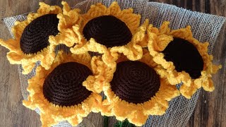 girasoles tejidos a crochet fácil y rápidocómo tejer girasol amigurumi girasol tejiendoconangel [upl. by Anoek297]