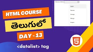 Data List tag in HTML  Autocomplete input field in javascript  HTML for beginners in Telugu html [upl. by Geibel]