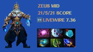 Dota 2  Zeus  Mid  Gameplay LIVEWIRE 736 update Crownfall Play like a pro [upl. by Enohpesrep]