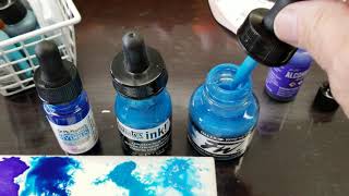 Ink comparison  Acrylics Daler Rowney Liquitex Alcohol Ranger Watercolor Dr Ph Martin [upl. by Rigby]