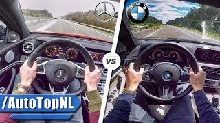 BMW 5 Series vs Mercedes Benz E Class M550i vs AMG E43 SOUND AUTOBAHN POV amp 0250kmh by AutoTopNL [upl. by Alyakem]