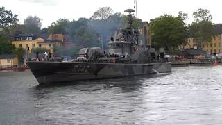 Swedish missile boat R142 Ystad seen from torpedo boat T121 Spica [upl. by Ennaed]