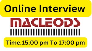 Online interview  Time 3 pm To 5 pm  BPharma MPharmaMscITI BscBADiploma  Macleods pharma [upl. by Nnyre76]