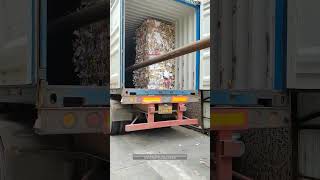 Process Of Loading Baled Waste Paper Into Shipping Containers [upl. by Africah714]