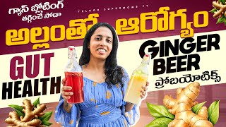 అల్లంతో ఆరోగ్యం Healthy Probiotic Drink for Gut Health to Fix Gas Bloating  Ginger Beer In Telugu [upl. by Teerpnam]