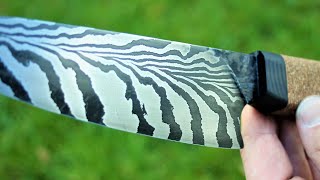 FEATHER DAMASCUS CHEF KNIFE  Blackbeard Project handles  Knife making [upl. by Huang]