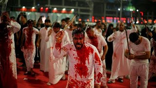 Hundreds of thousands of pilgrims thronged for the Shiite commemoration of Ashura [upl. by Ailuig]